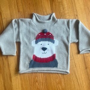NWOT Small shop boutique 100% cotton roll neck knit sweater with polar bear